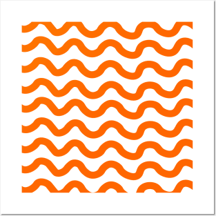 Orange horizontal wavy lines pattern Posters and Art